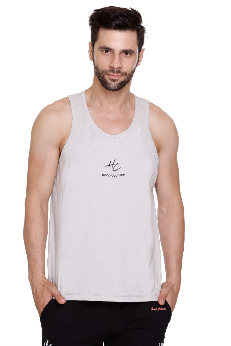 Men's Printed Cotton Lycra Gym Vest | Activewear Sports Sleeveless Vest | Stretchable Workout Vest for Men