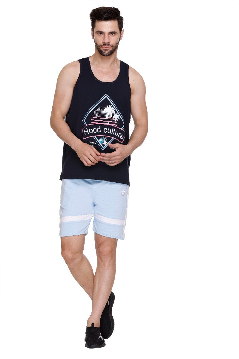 Men's Printed Cotton Lycra Gym Vest | Activewear Sports Sleeveless Tank Top | Stretchable Workout Vest for Men