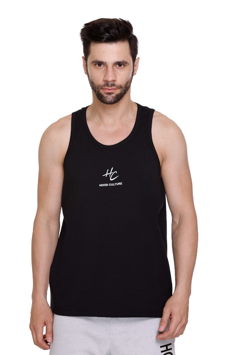 Men's Printed Cotton Lycra Gym Vest | Activewear Sports Sleeveless Tank Top | Stretchable Workout Vest for Men