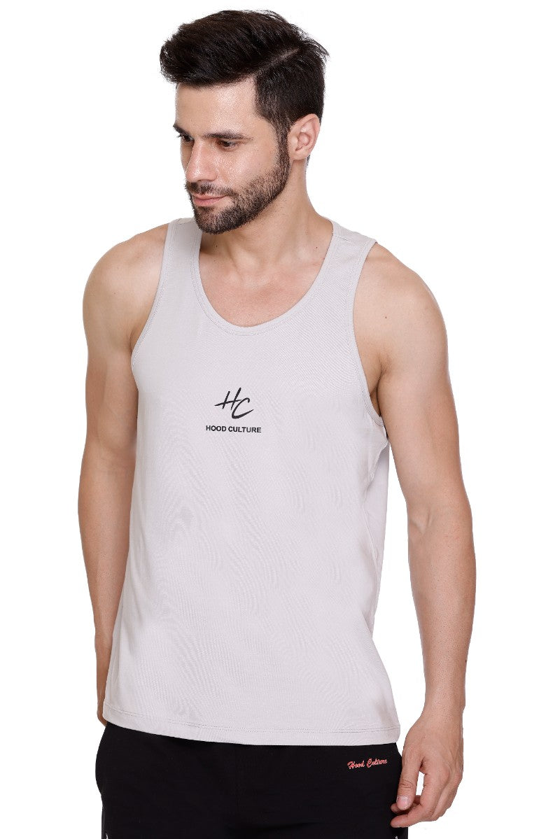 Men's Printed Cotton Lycra Gym Vest | Activewear Sports Sleeveless Vest | Stretchable Workout Vest for Men