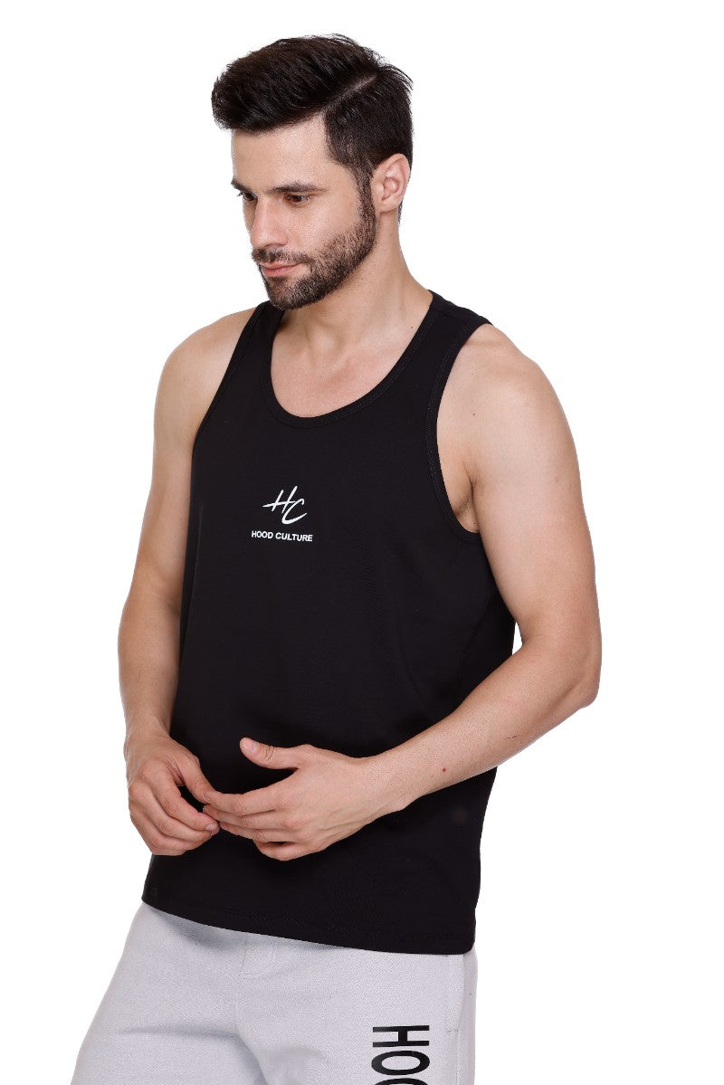 Men's Printed Cotton Lycra Gym Vest | Activewear Sports Sleeveless Tank Top | Stretchable Workout Vest for Men