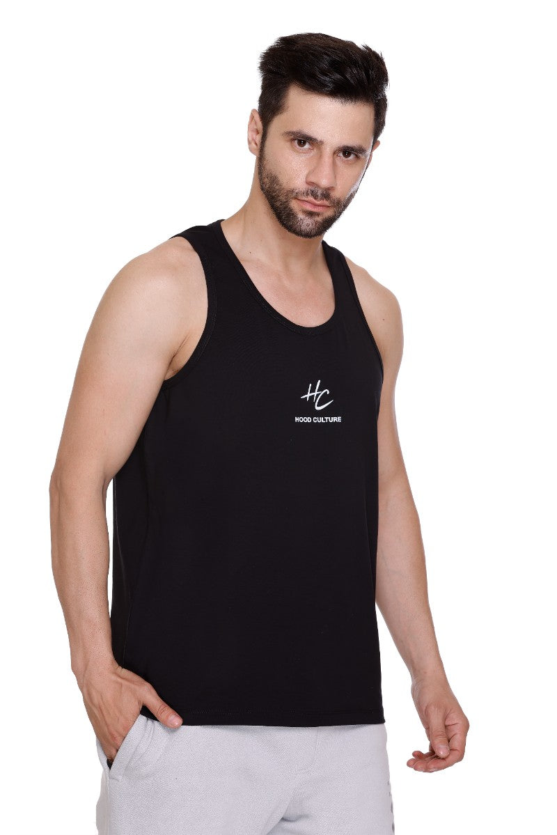 Men's Printed Cotton Lycra Gym Vest | Activewear Sports Sleeveless Tank Top | Stretchable Workout Vest for Men