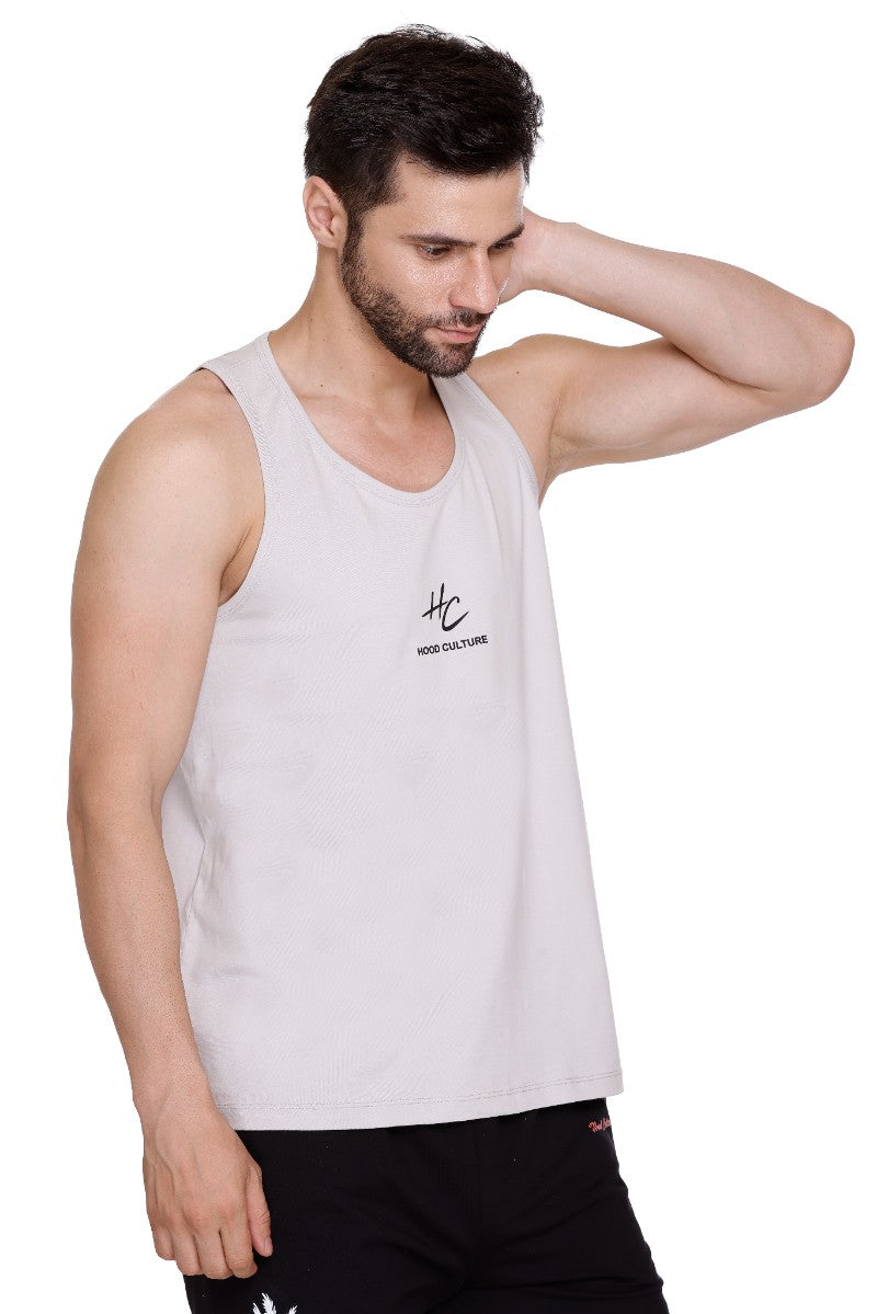 Men's Printed Cotton Lycra Gym Vest | Activewear Sports Sleeveless Vest | Stretchable Workout Vest for Men