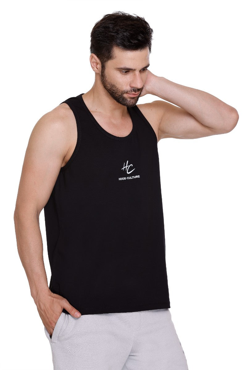 Men's Printed Cotton Lycra Gym Vest | Activewear Sports Sleeveless Tank Top | Stretchable Workout Vest for Men