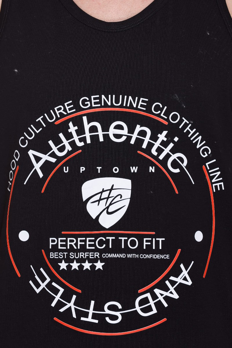 Men's Printed Cotton Lycra Gym Vest | Activewear Sports Sleeveless Vest | Stretchable Workout Vest for Men