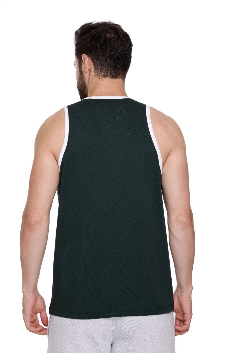 Men's Printed Cotton Lycra Gym Vest | Activewear Sports Sleeveless Tank Top | Stretchable Workout Vest for Men