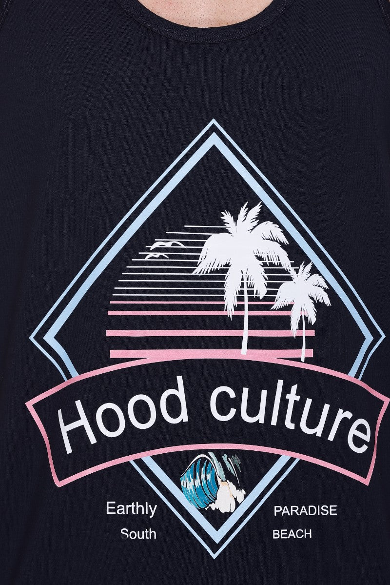 Men's Printed Cotton Lycra Gym Vest | Activewear Sports Sleeveless Tank Top | Stretchable Workout Vest for Men