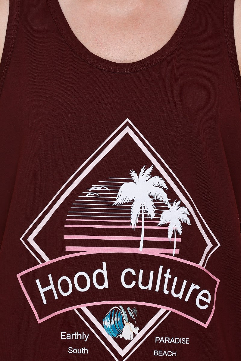 Men's Printed Cotton Lycra Gym Vest | Activewear Sports Sleeveless Tank Top | Stretchable Workout Vest for Men