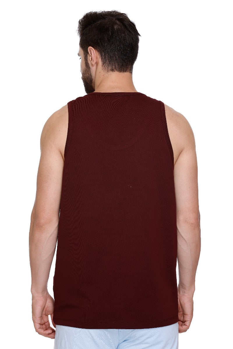 Men's Printed Cotton Lycra Gym Vest | Activewear Sports Sleeveless Tank Top | Stretchable Workout Vest for Men