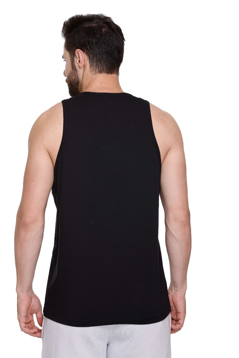 Men's Printed Cotton Lycra Gym Vest | Activewear Sports Sleeveless Vest | Stretchable Workout Vest for Men
