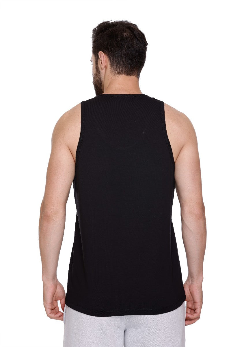 Men's Printed Cotton Lycra Gym Vest | Activewear Sports Sleeveless Tank Top | Stretchable Workout Vest for Men