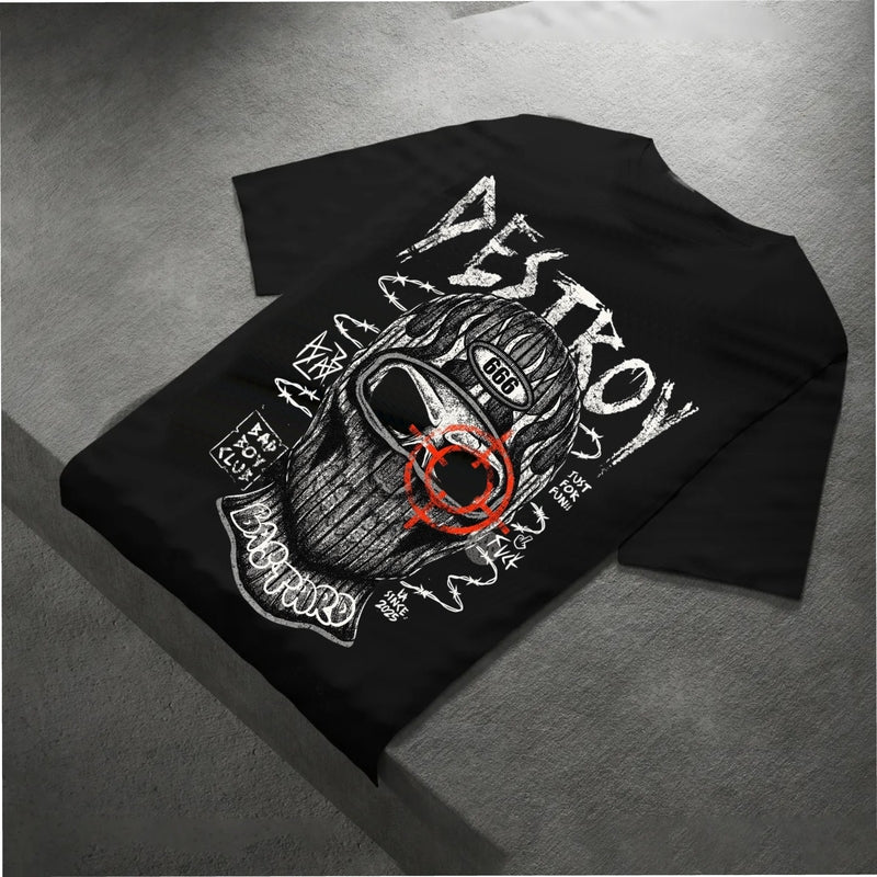 Men’s Oversize Black Back Print T-Shirt – Streetwear Edition