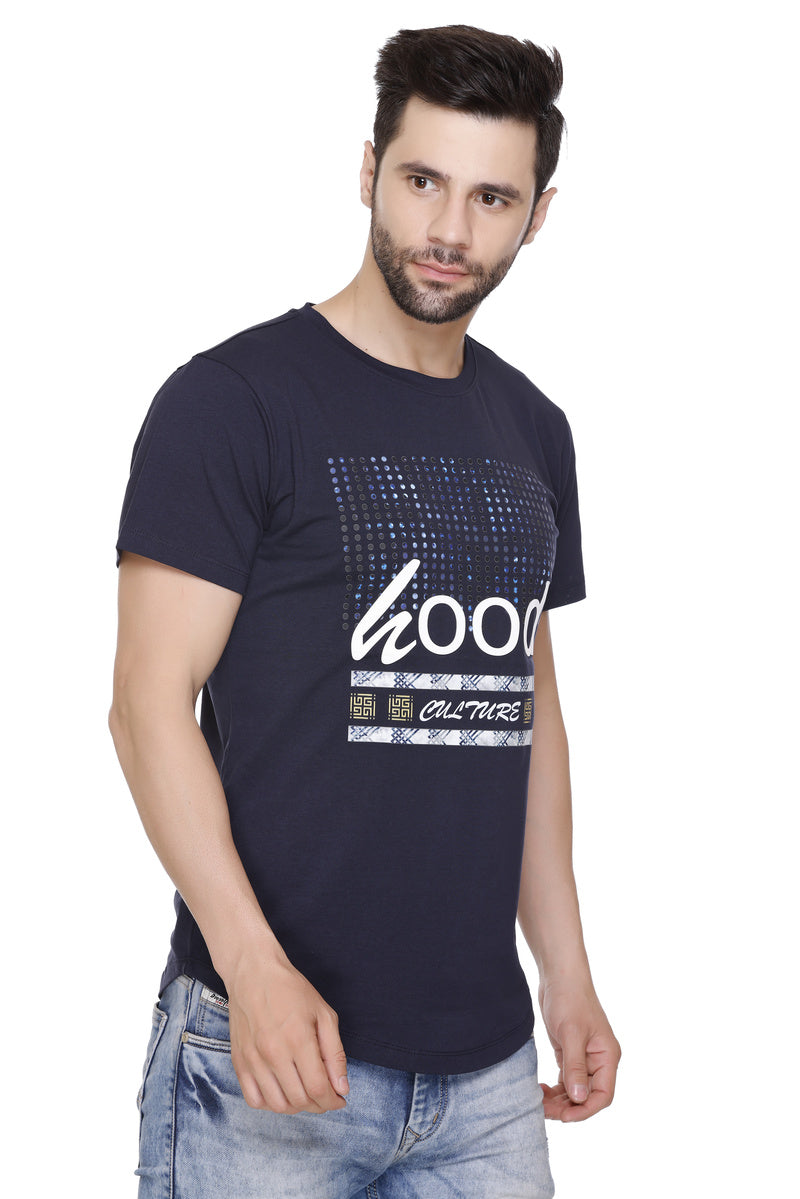 Short Sleeves Men Cotton Lycra Hood culture doted Printed round Neck T-shirt