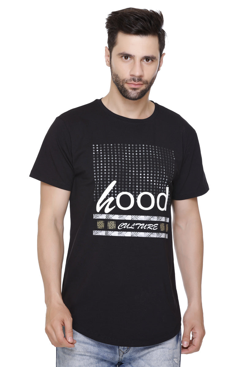 Short Sleeves Men Cotton Lycra Hood culture doted Printed round Neck T-shirt