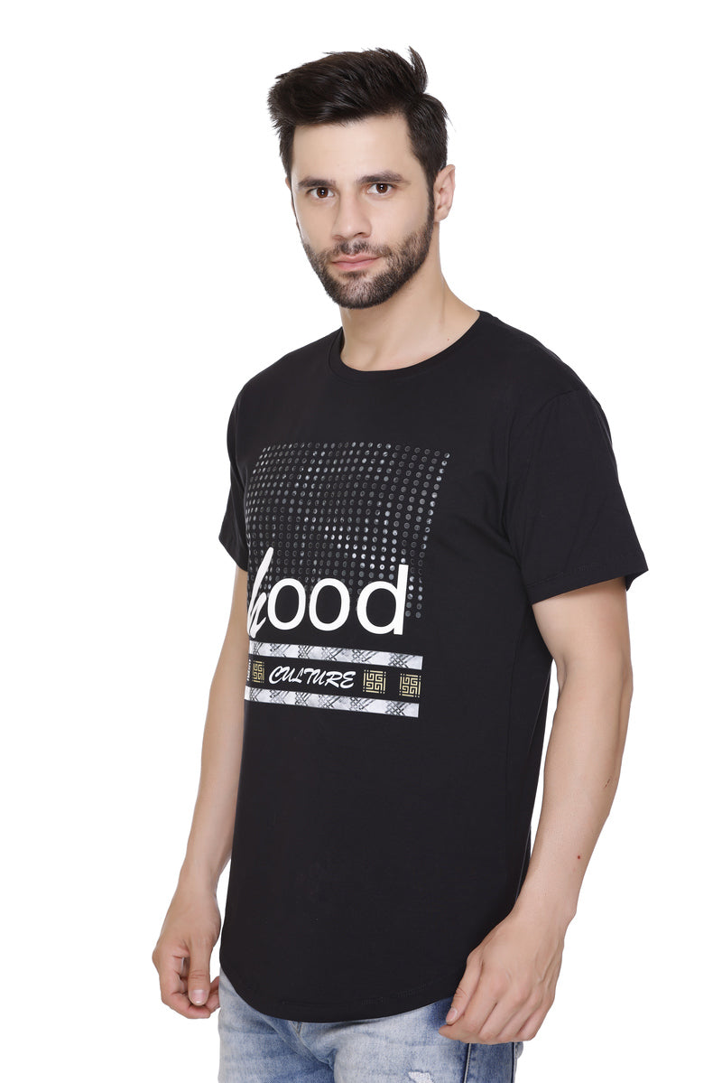 Short Sleeves Men Cotton Lycra Hood culture doted Printed round Neck T-shirt