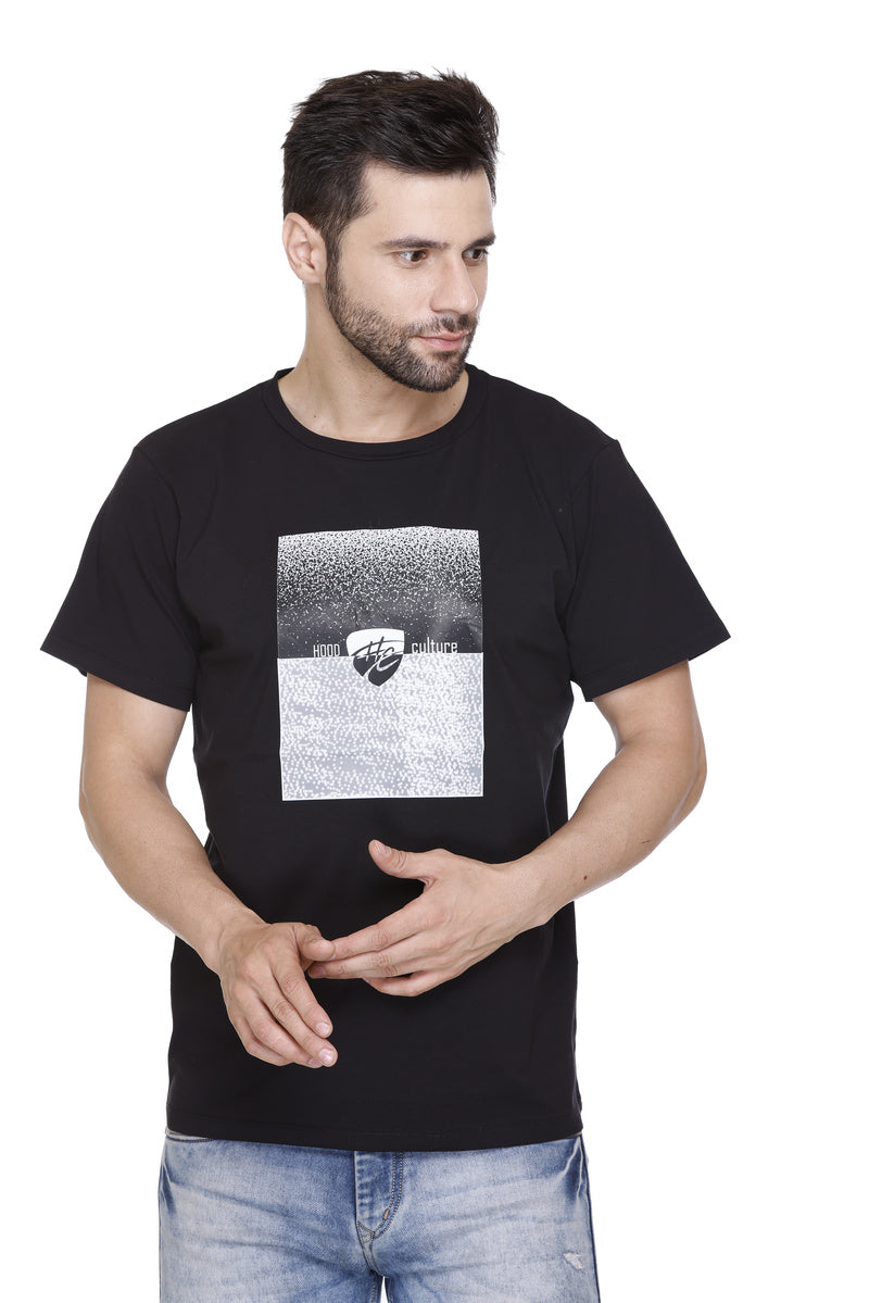 Short Sleeves Men Cotton Lycra Hood Culture Printed round Neck T-shirt