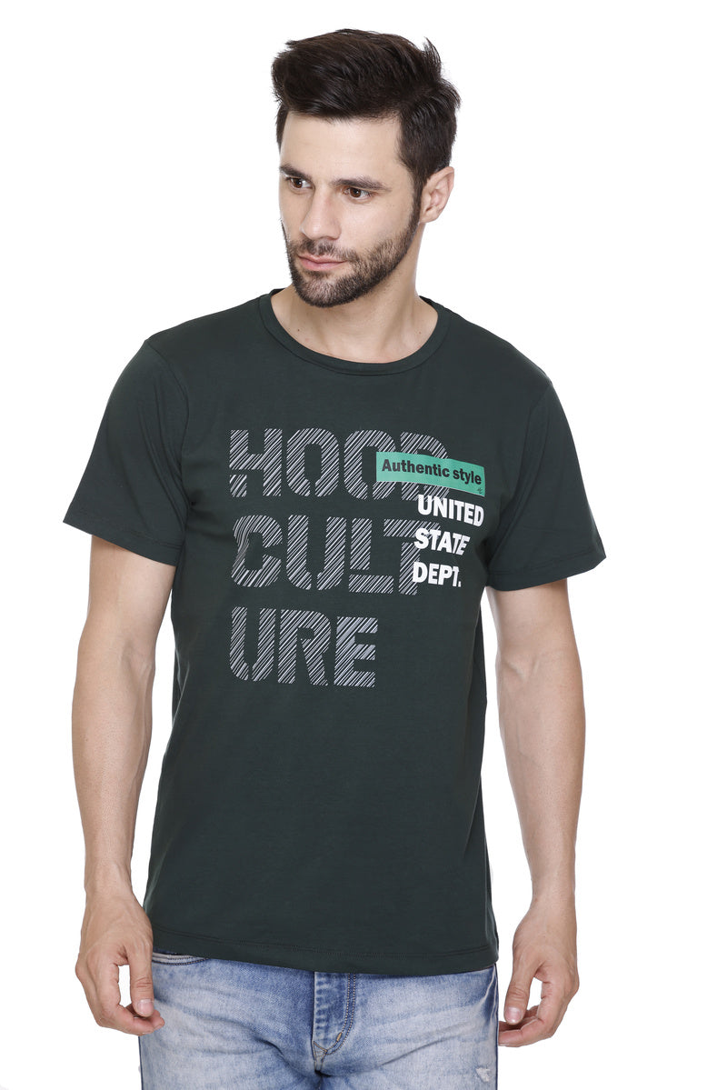 Short Sleeves Men Cotton Lycra Hood Culture Printed round Neck T-shirt