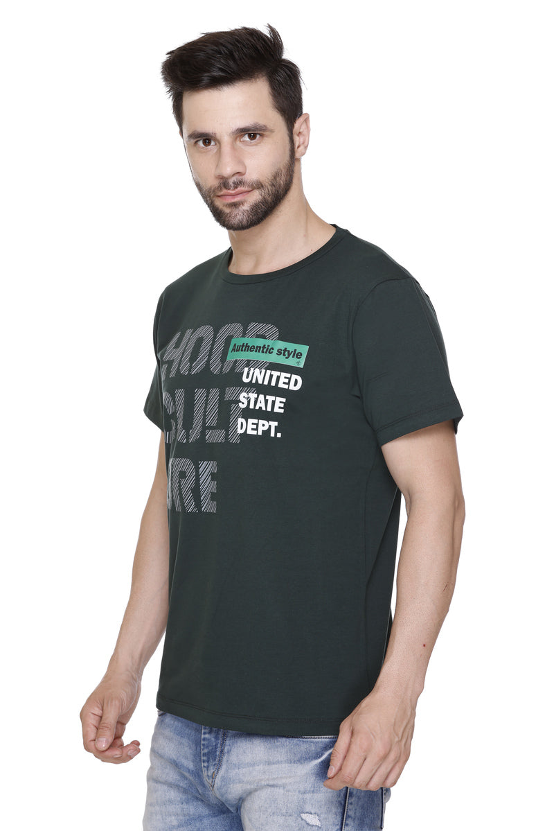 Short Sleeves Men Cotton Lycra Hood Culture Printed round Neck T-shirt