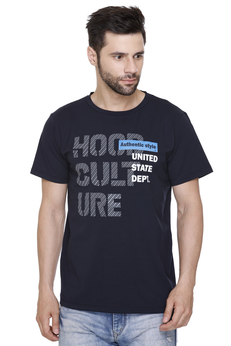 Short Sleeves Men Cotton Lycra Hood Culture Printed round Neck T-shirt