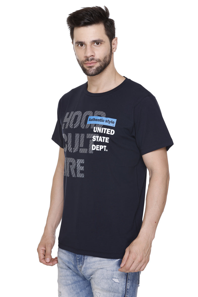 Short Sleeves Men Cotton Lycra Hood Culture Printed round Neck T-shirt