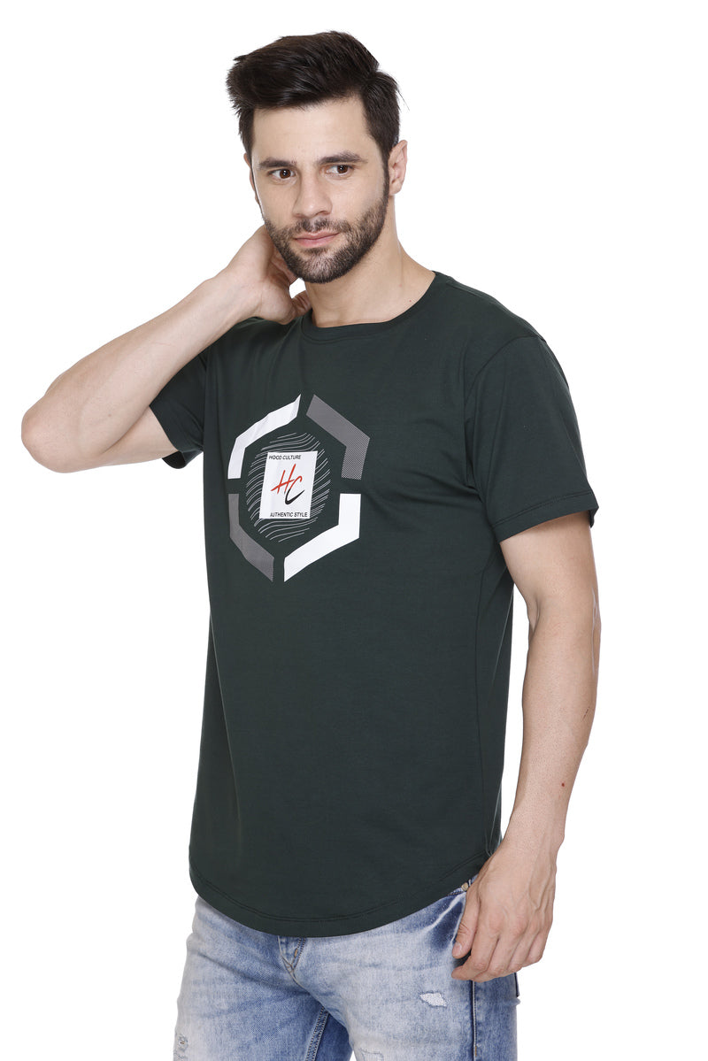 Short Sleeves Men Cotton lycra  Printed round Neck T-shirt