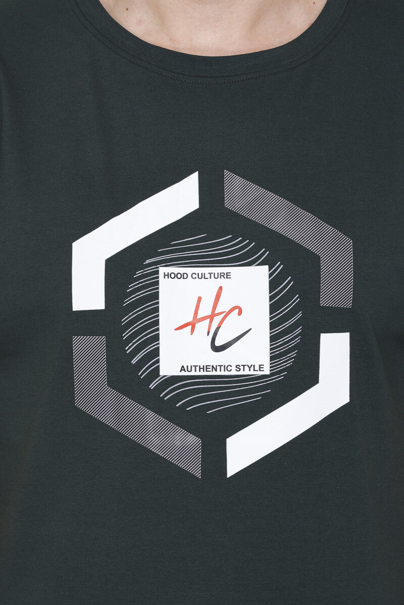 Short Sleeves Men Cotton lycra  Printed round Neck T-shirt