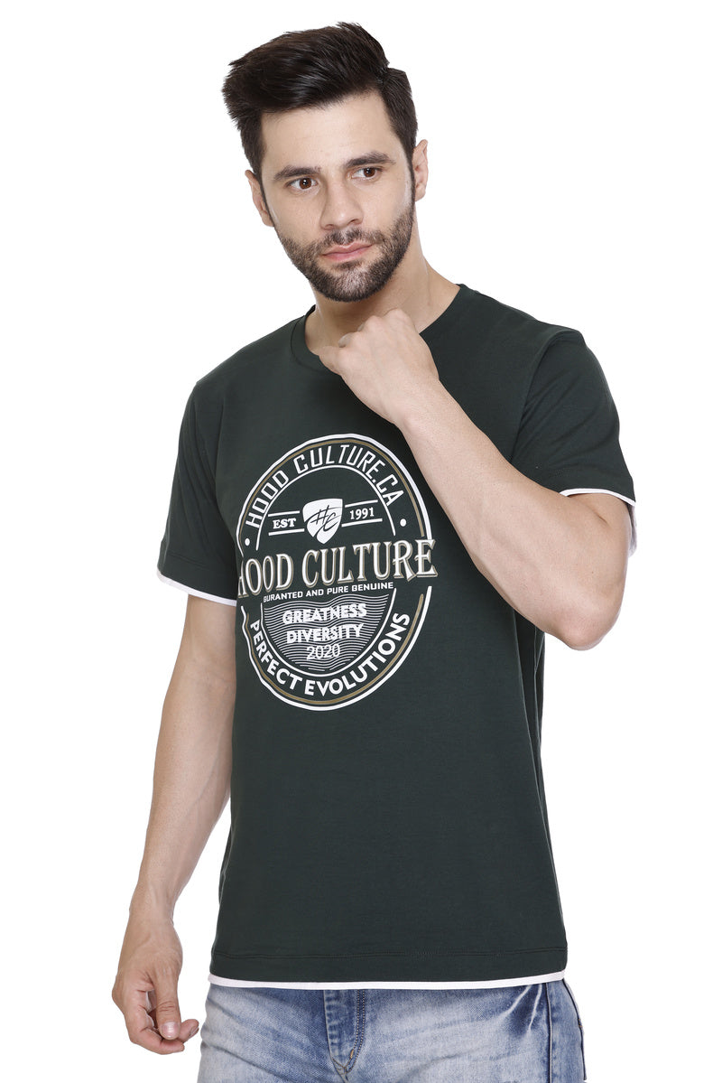 Short Sleeves Men Cotton Lycra Perfect Evolutions Printed round Neck T-shirt