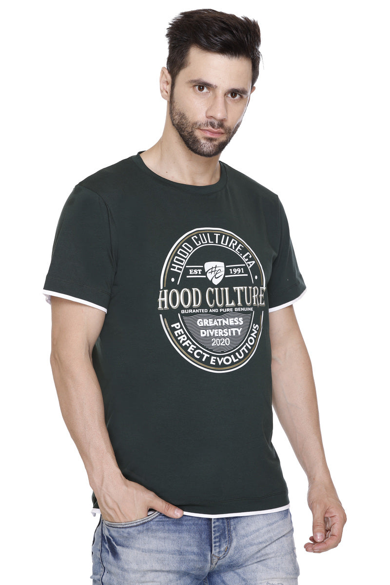 Short Sleeves Men Cotton Lycra Perfect Evolutions Printed round Neck T-shirt