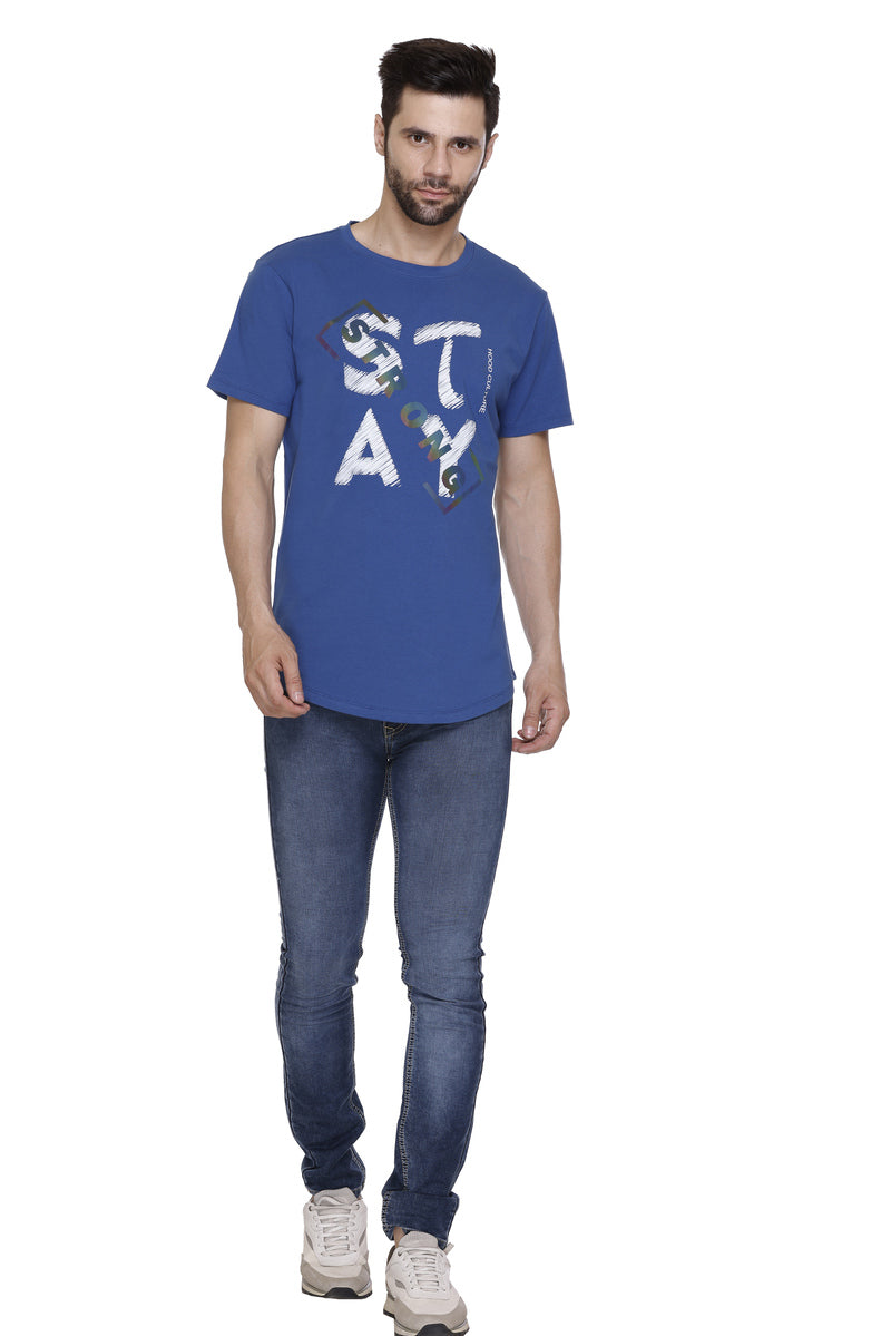 Short Sleeves Men Cotton lycra stay strong Printed round Neck T-shirt