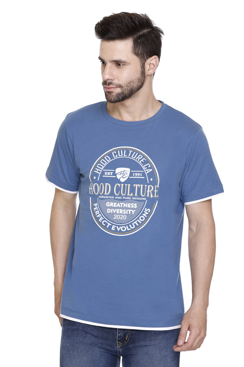 Short Sleeves Men Cotton Lycra Perfect Evolutions Printed round Neck T-shirt