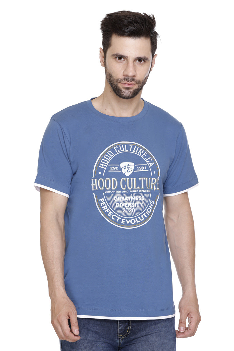 Short Sleeves Men Cotton Lycra Perfect Evolutions Printed round Neck T-shirt