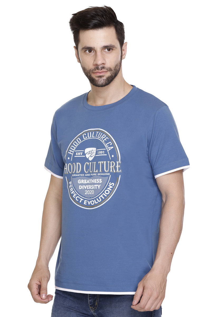 Short Sleeves Men Cotton Lycra Perfect Evolutions Printed round Neck T-shirt