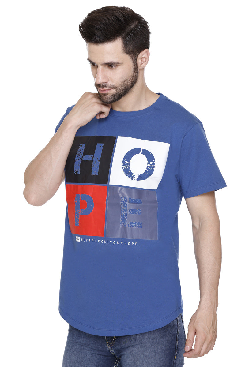 Short Sleeves Men Cotton lycra Hope Printed round Neck T-shirt