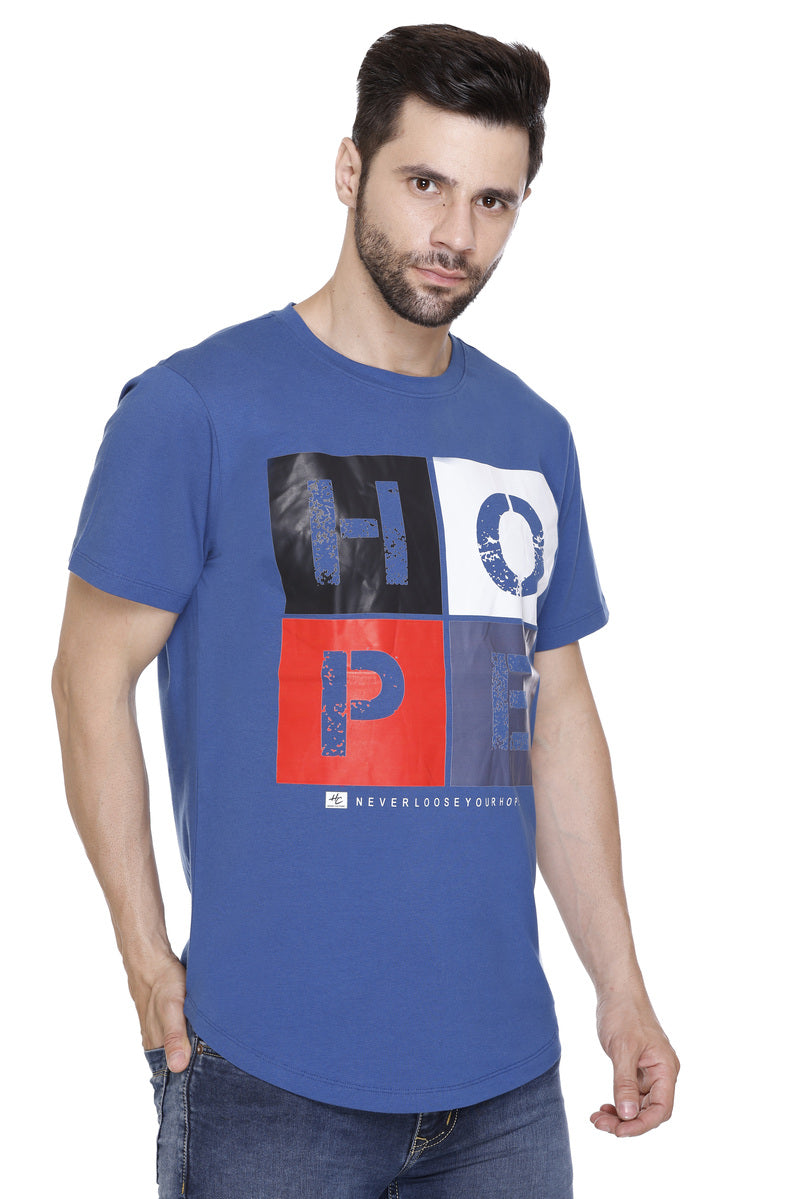 Short Sleeves Men Cotton lycra Hope Printed round Neck T-shirt