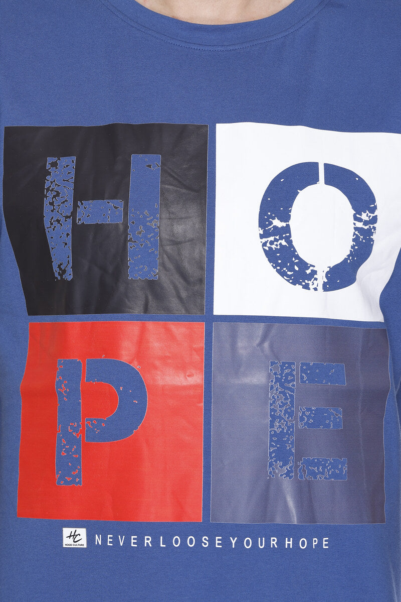 Short Sleeves Men Cotton lycra Hope Printed round Neck T-shirt