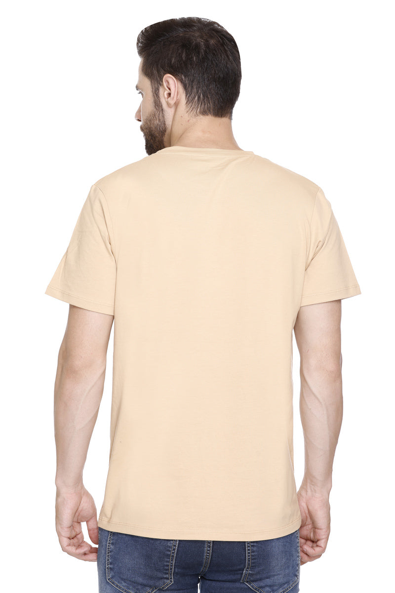 Short Sleeves Men Cotton lycra wild Printed round Neck T-shirt