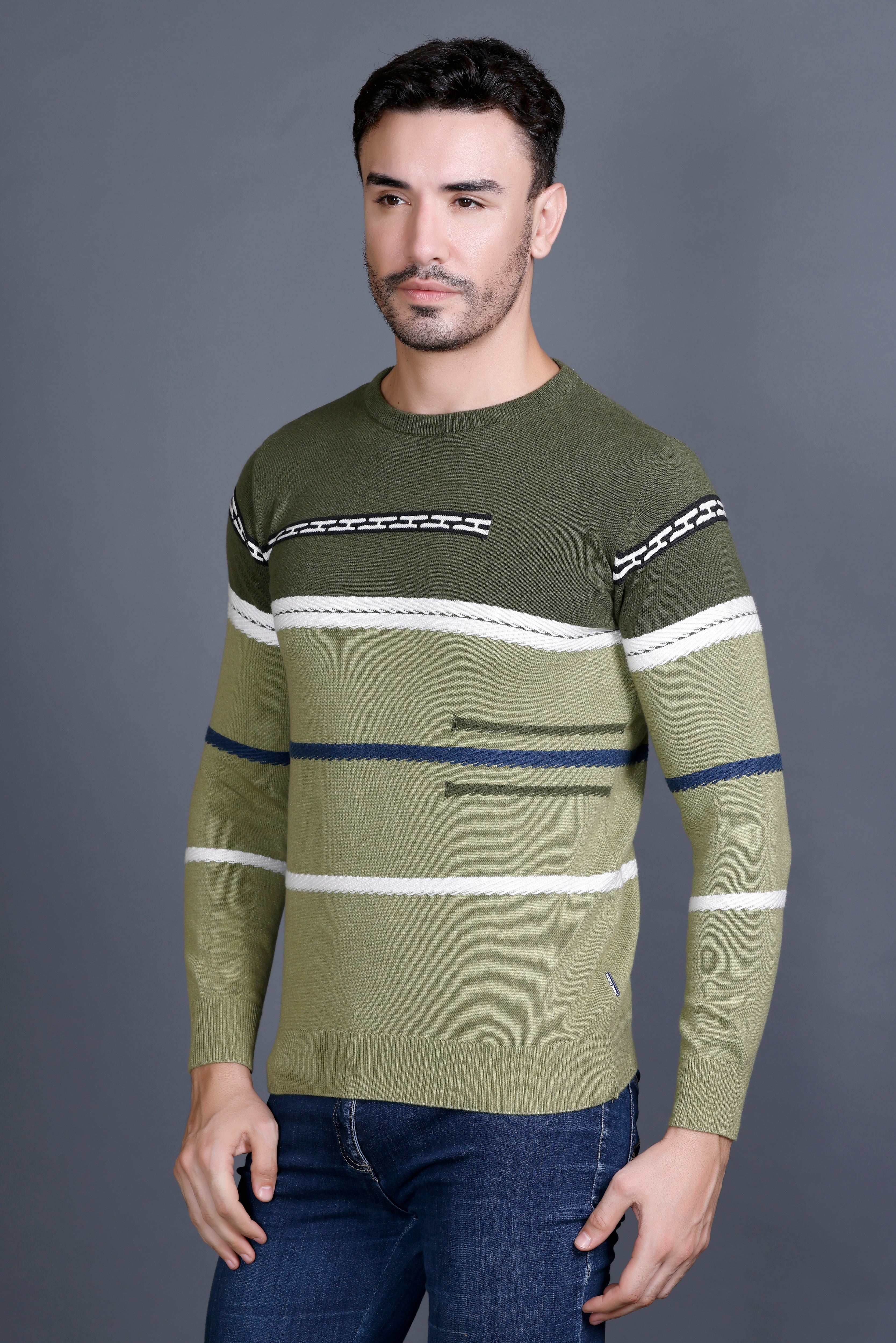 Men's Cotton Wool Green Sweater