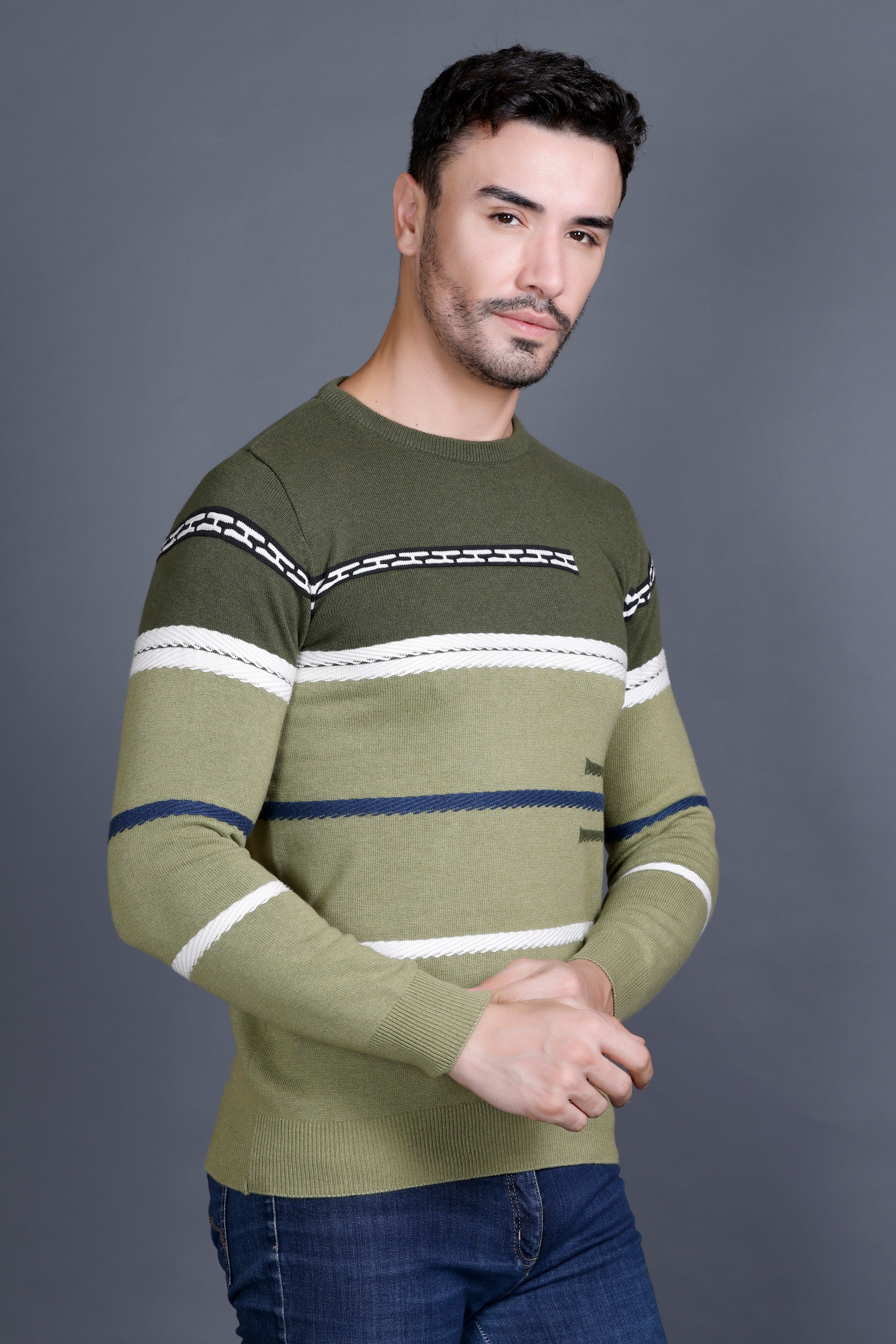 Men's Cotton Wool Green Sweater
