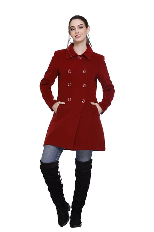 Women's Tweed Solid Winter Coat For Women